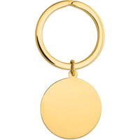 14K Yellow Gold High-Polished Engravable Disc Key Ring by Oro Pregiato