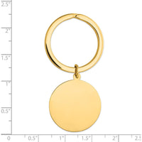 14K Yellow Gold High-Polished Engravable Disc Key Ring by Oro Pregiato