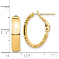 14K Yellow Gold High Polished Omega Back Oval Hoop Earrings - Timeless Luxury Design by Oro Pregiato