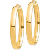 14K Yellow Gold High Polished Oval Hoop Earrings - 40.08mm Length by 0