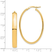 14K Yellow Gold High Polished Oval Hoop Earrings - 40.08mm Length by 0