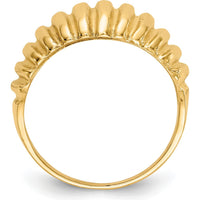 14K Yellow Gold High Polished Ribbed Dome Ring - Fashion Statement Ring by Oro Pregiato