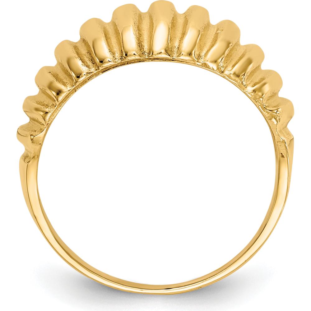 14K Yellow Gold High Polished Ribbed Dome Ring - Fashion Statement Ring by Oro Pregiato