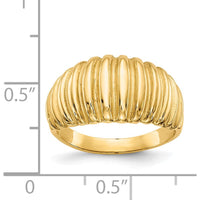 14K Yellow Gold High Polished Ribbed Dome Ring - Fashion Statement Ring by Oro Pregiato