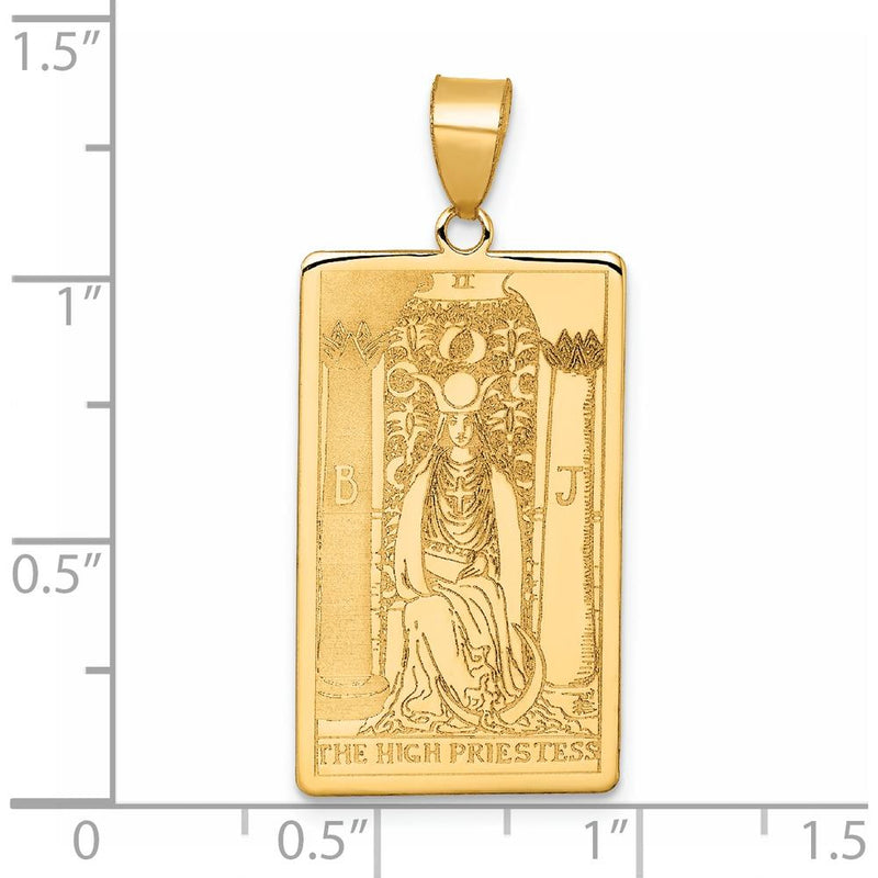 14K Yellow Gold High Priestess Tarot Card Pendant - Spiritual Symbol Charm by Oro Pregiato