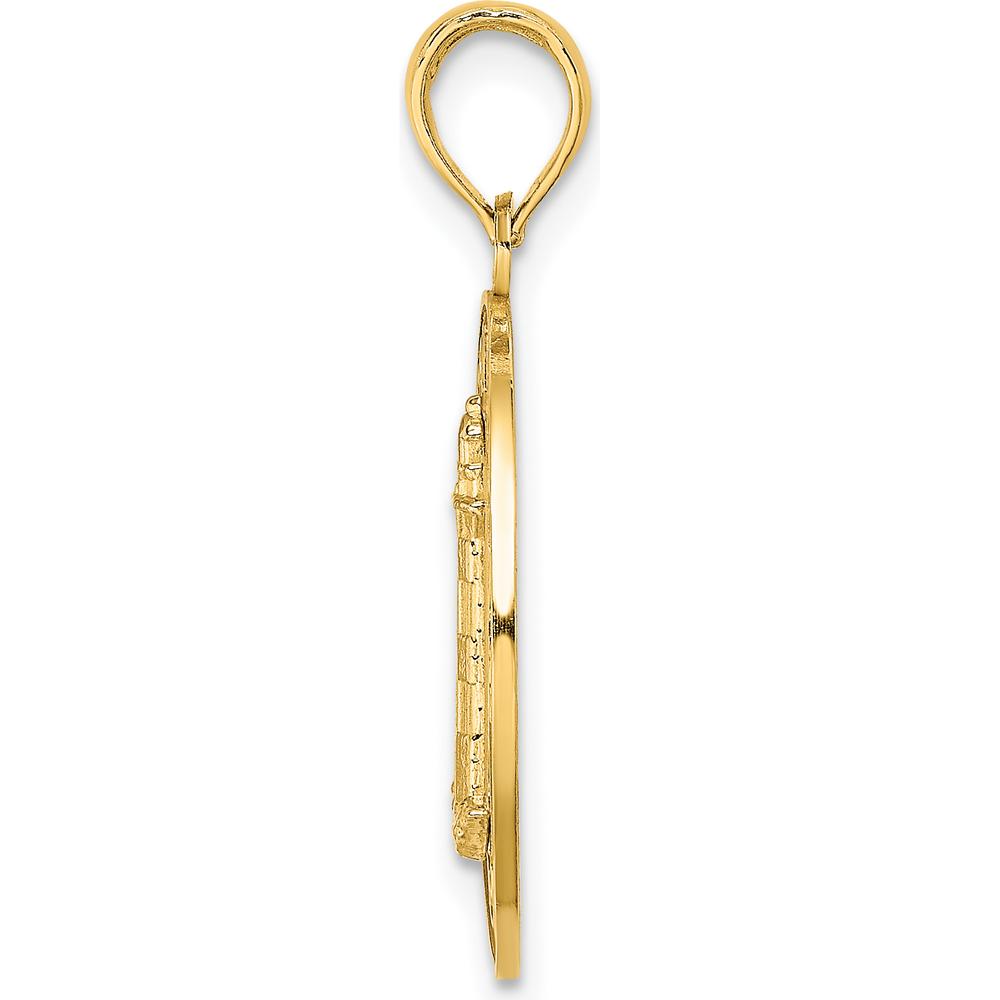 14K Yellow Gold Hilton Head Lighthouse Round Charm Pendant by Oro Pregiato