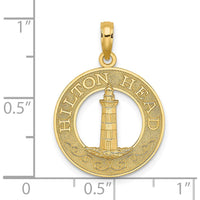 14K Yellow Gold Hilton Head Lighthouse Round Charm Pendant by Oro Pregiato