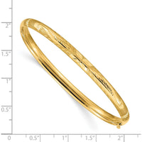 14K Yellow Gold Hinged Bangle Bracelet with Florentine Engraving and Diamond-Cut Texture by Oro Pregiato