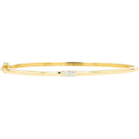 14K Yellow Gold Hinged Bangle Bracelet with Prong-Set Round Diamonds - 0.25 Carat Total Diamond Weight