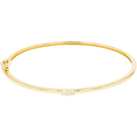 14K Yellow Gold Hinged Bangle Bracelet with Prong-Set Round Diamonds - 0.25 Carat Total Diamond Weight