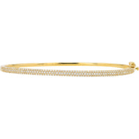 14K Yellow Gold Hinged Bangle with Pave-Set Round Lab Grown Diamonds - 1.00 Carat Total Diamond Weight