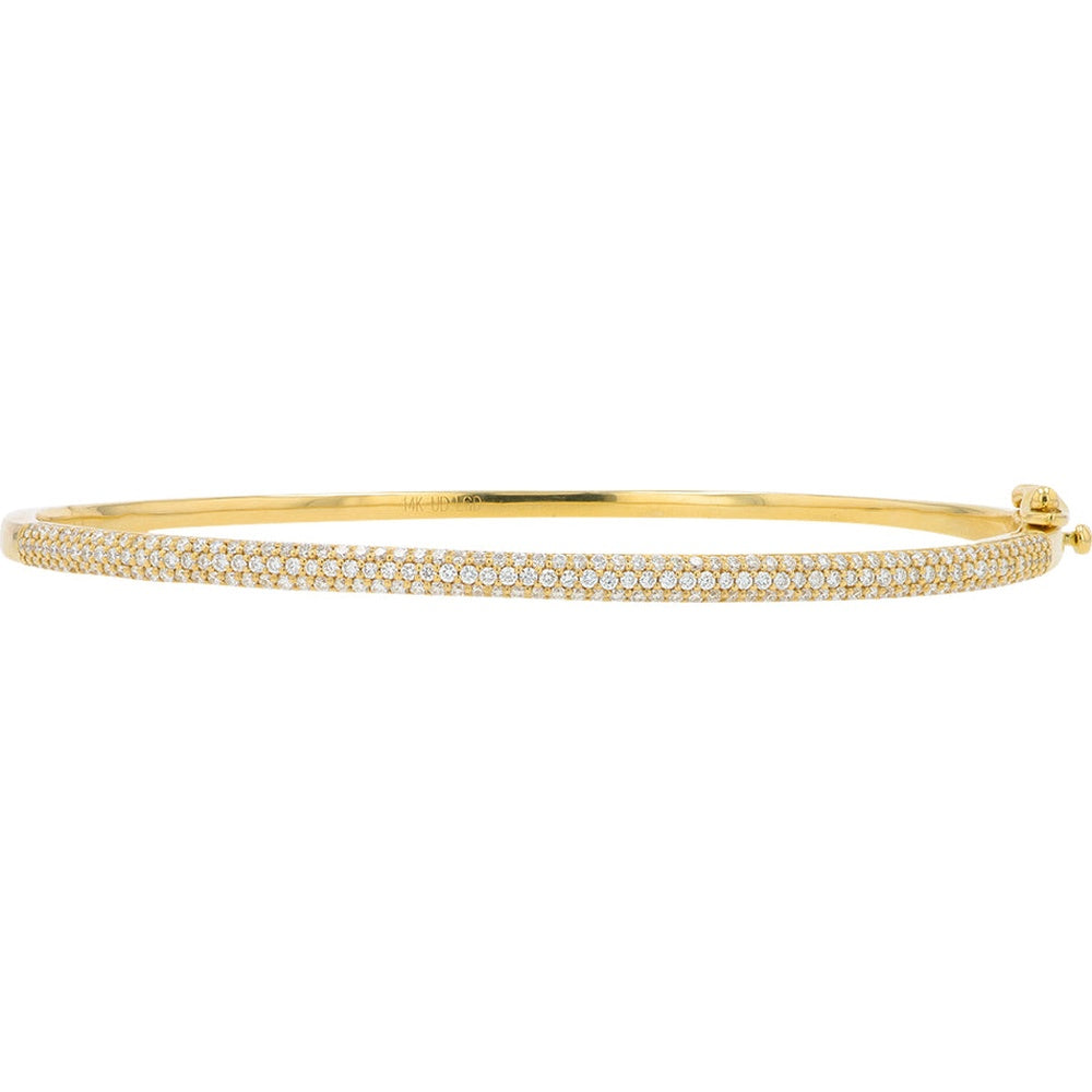 14K Yellow Gold Hinged Bangle with Pave-Set Round Lab Grown Diamonds - 1.00 Carat Total Diamond Weight