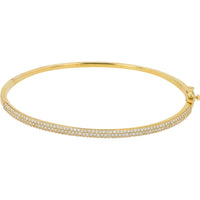 14K Yellow Gold Hinged Bangle with Pave-Set Round Lab Grown Diamonds - 1.00 Carat Total Diamond Weight
