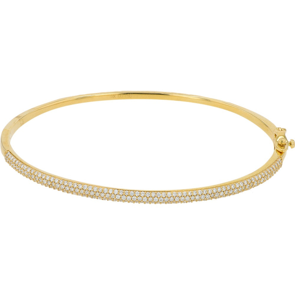 14K Yellow Gold Hinged Bangle with Pave-Set Round Lab Grown Diamonds - 1.00 Carat Total Diamond Weight