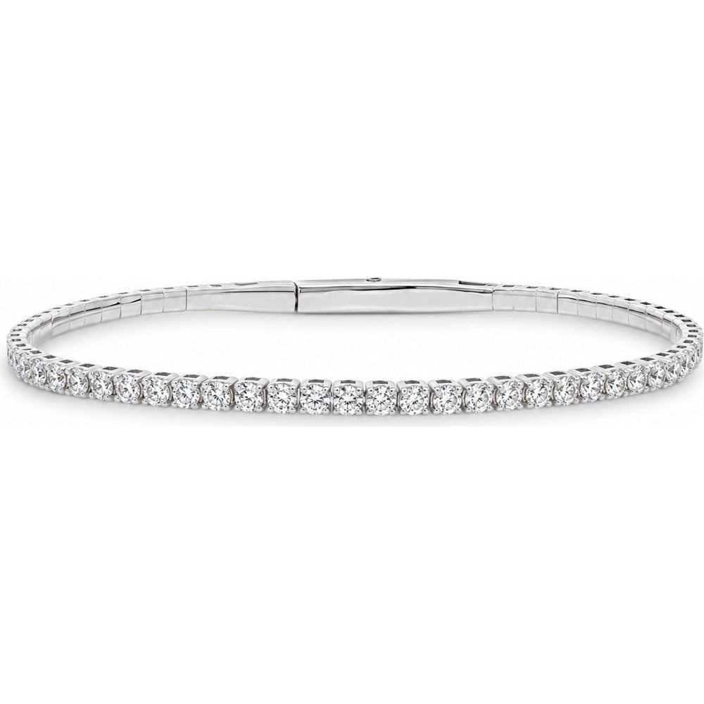 14K Yellow Gold Hinged Diamond Tennis Bangle with Round Brilliant Diamonds - 1.09 Carat Total Diamond Weight by Auriventus