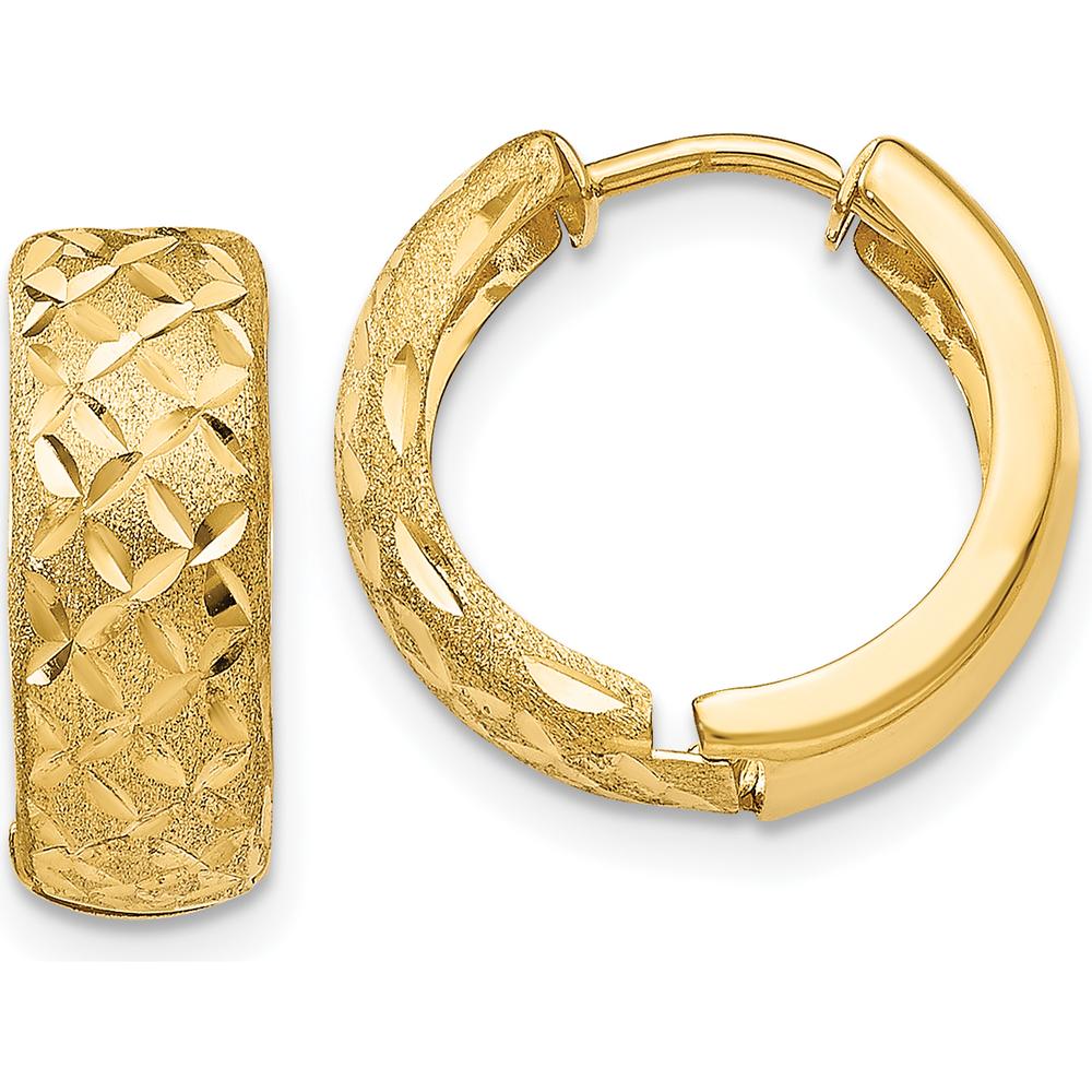 14K Yellow Gold Hinged Hoop Earrings - 11mm Length, Polished Finish by 0