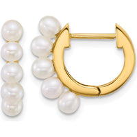 14K Yellow Gold Hinged Hoop Earrings with 10 South Sea Cultured Pearls - 3-4mm Pearls by Monteluci Fine Jewelry