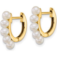 14K Yellow Gold Hinged Hoop Earrings with 10 South Sea Cultured Pearls - 3-4mm Pearls by Monteluci Fine Jewelry