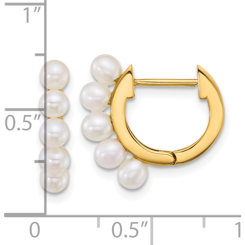 14K Yellow Gold Hinged Hoop Earrings with 10 South Sea Cultured Pearls - 3-4mm Pearls by Monteluci Fine Jewelry