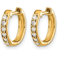 14K Yellow Gold Hinged Hoop Earrings with 12 Round Diamonds - 0.12 Carat Total Diamond Weight by Monteluci Fine Jewelry