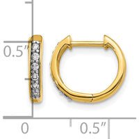 14K Yellow Gold Hinged Hoop Earrings with 12 Round Diamonds - 0.12 Carat Total Diamond Weight by Monteluci Fine Jewelry