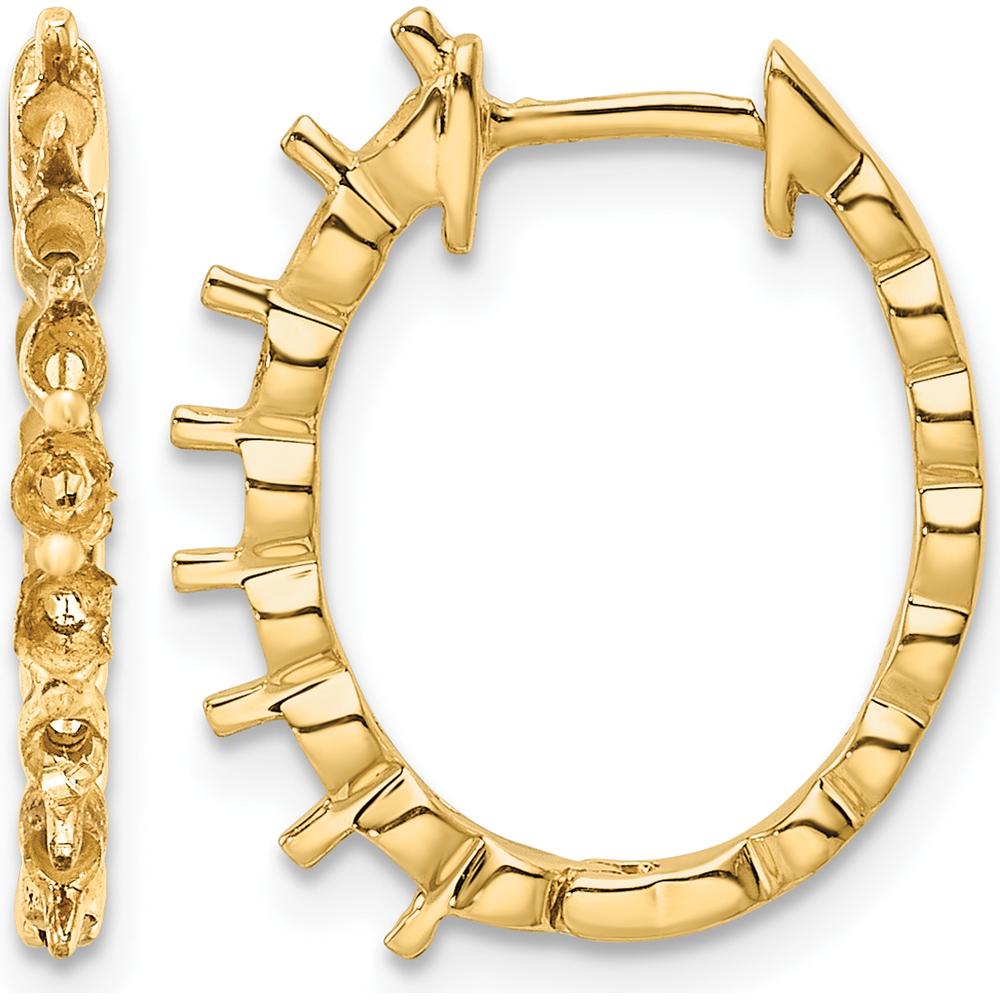 14K Yellow Gold Hinged Hoop Earrings with 14 Round Stone Settings - Customizable for Diamonds by Monteluci Fine Jewelry