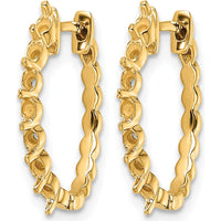 14K Yellow Gold Hinged Hoop Earrings with 14 Round Stone Settings - Customizable for Diamonds by Monteluci Fine Jewelry