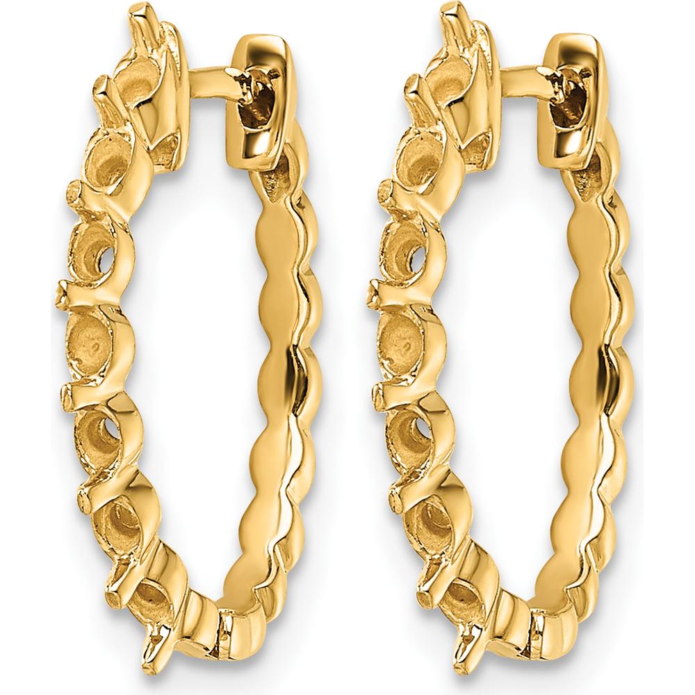 14K Yellow Gold Hinged Hoop Earrings with 14 Round Stone Settings - Customizable for Diamonds by Monteluci Fine Jewelry