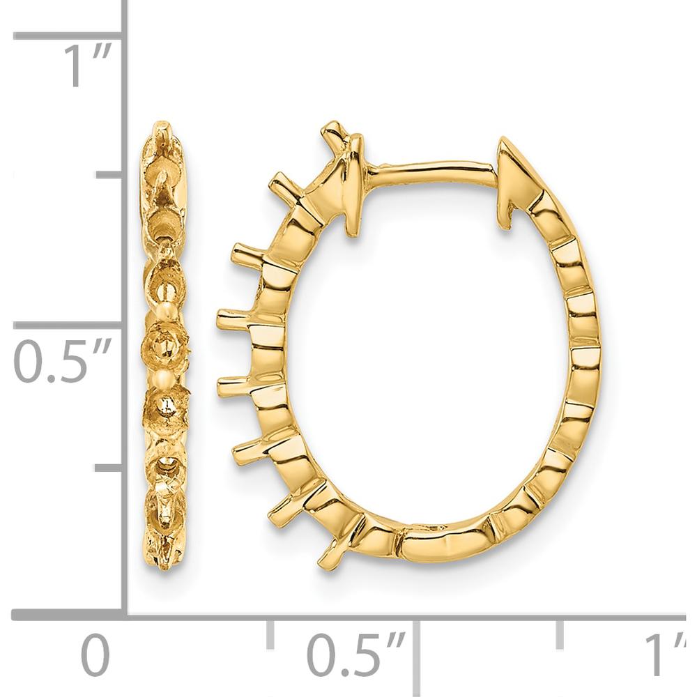 14K Yellow Gold Hinged Hoop Earrings with 14 Round Stone Settings - Customizable for Diamonds by Monteluci Fine Jewelry