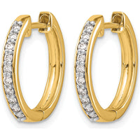 14K Yellow Gold Hinged Hoop Earrings with 20 Round Diamonds - 0.12 Carat Total Diamond Weight by Monteluci Fine Jewelry
