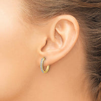 14K Yellow Gold Hinged Hoop Earrings with 20 Round Diamonds - 0.12 Carat Total Diamond Weight by Monteluci Fine Jewelry