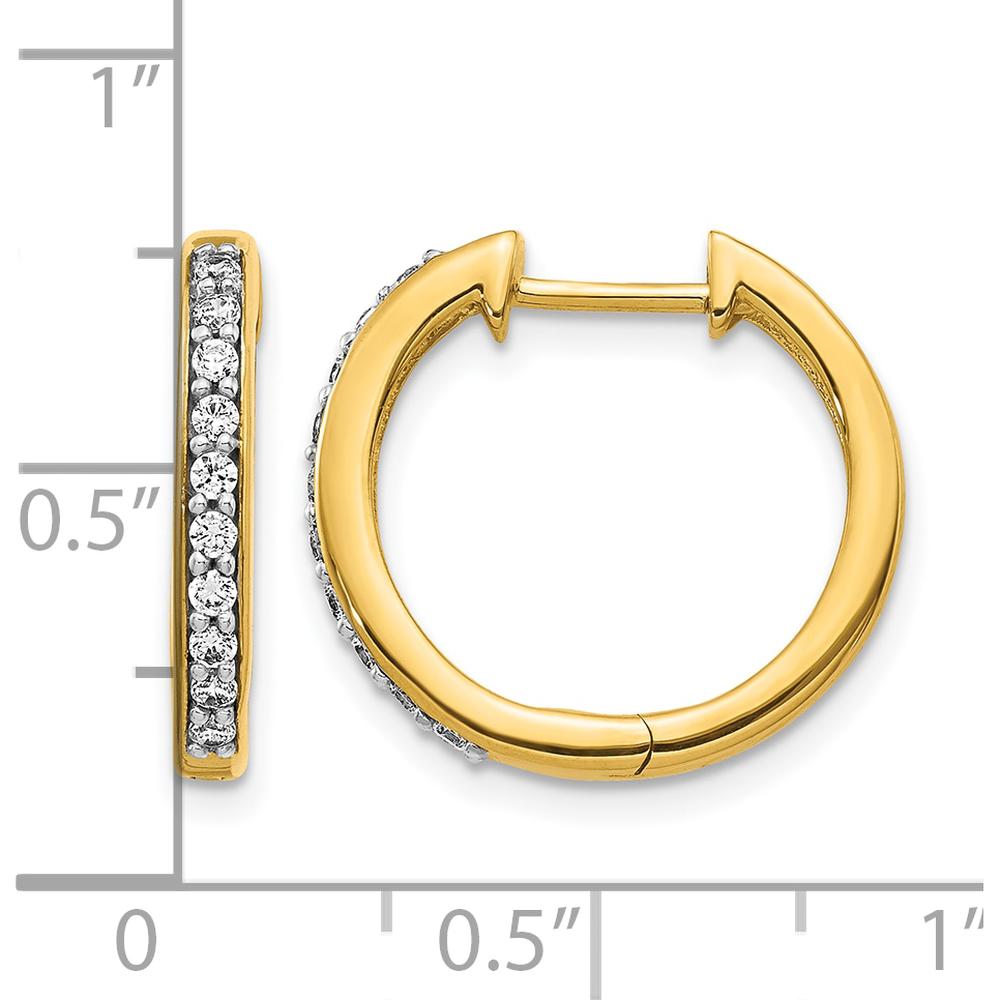 14K Yellow Gold Hinged Hoop Earrings with 20 Round Diamonds - 0.12 Carat Total Diamond Weight by Monteluci Fine Jewelry