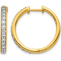 14K Yellow Gold Hinged Hoop Earrings with 26 Round Diamonds - 0.0225 Carat Total Diamond Weight by Monteluci Fine Jewelry