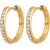14K Yellow Gold Hinged Hoop Earrings with 26 Round Diamonds - 0.0225 Carat Total Diamond Weight by Monteluci Fine Jewelry