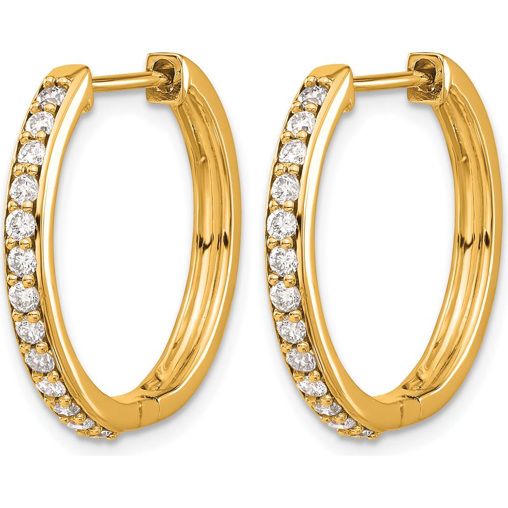 14K Yellow Gold Hinged Hoop Earrings with 26 Round Diamonds - 0.0225 Carat Total Diamond Weight by Monteluci Fine Jewelry
