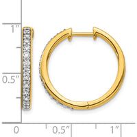 14K Yellow Gold Hinged Hoop Earrings with 26 Round Diamonds - 0.0225 Carat Total Diamond Weight by Monteluci Fine Jewelry