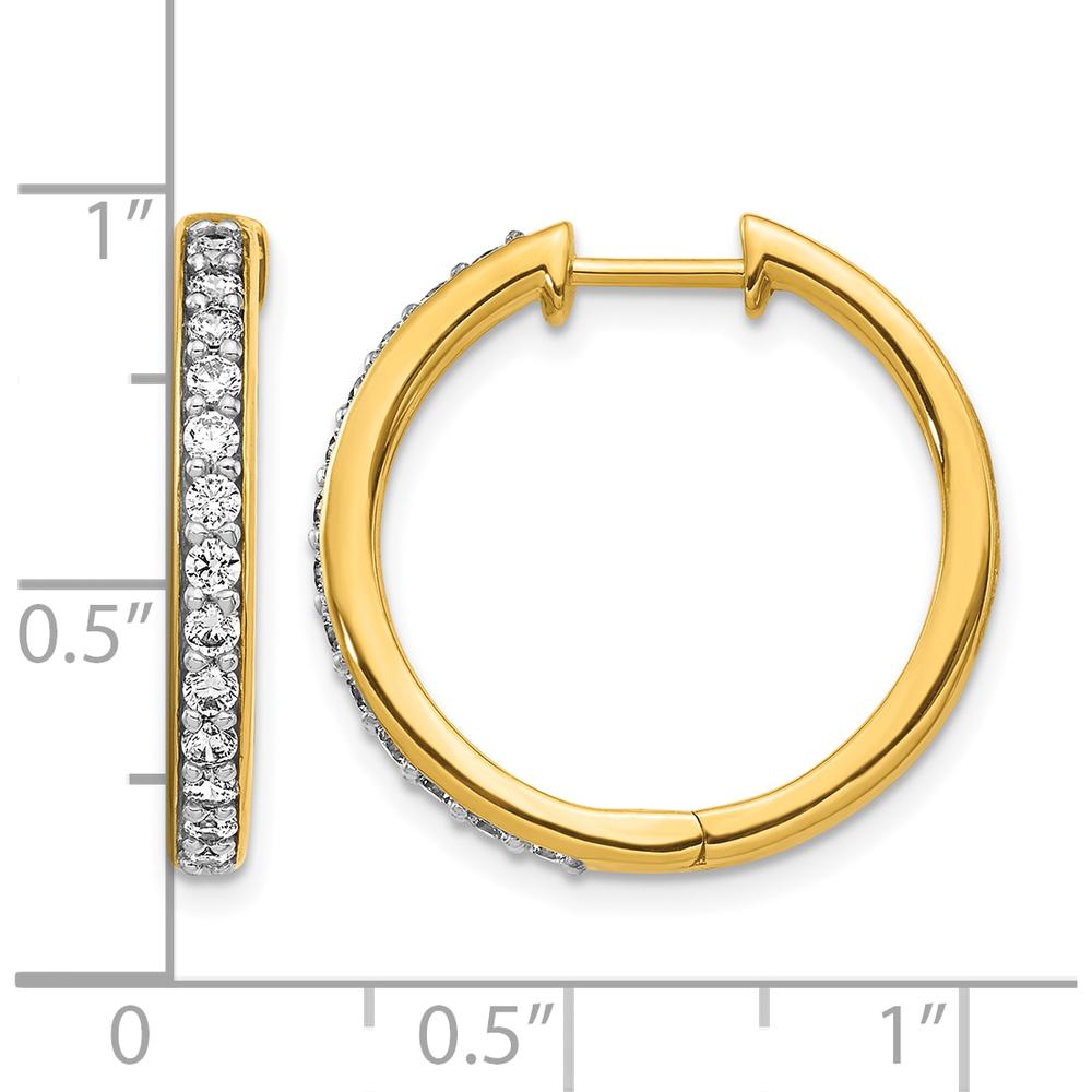 14K Yellow Gold Hinged Hoop Earrings with 26 Round Diamonds - 0.0225 Carat Total Diamond Weight by Monteluci Fine Jewelry