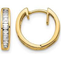 14K Yellow Gold Hinged Hoop Earrings with Baguette Diamonds - 0.18 Carat Total Diamond Weight by Monteluci Fine Jewelry