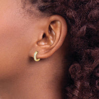 14K Yellow Gold Hinged Hoop Earrings with Baguette Diamonds - 0.18 Carat Total Diamond Weight by Monteluci Fine Jewelry