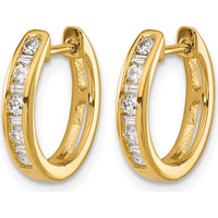14K Yellow Gold Hinged Hoop Earrings with Round and Baguette Diamonds - 0.30 Carat Total Diamond Weight by Monteluci Fine Jewelry