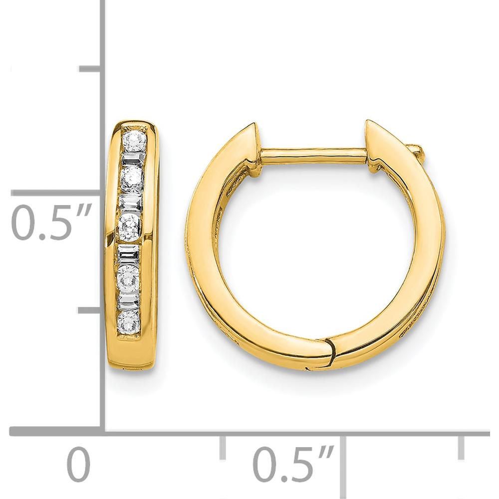 14K Yellow Gold Hinged Hoop Earrings with Round and Baguette Diamonds - 0.30 Carat Total Diamond Weight by Monteluci Fine Jewelry