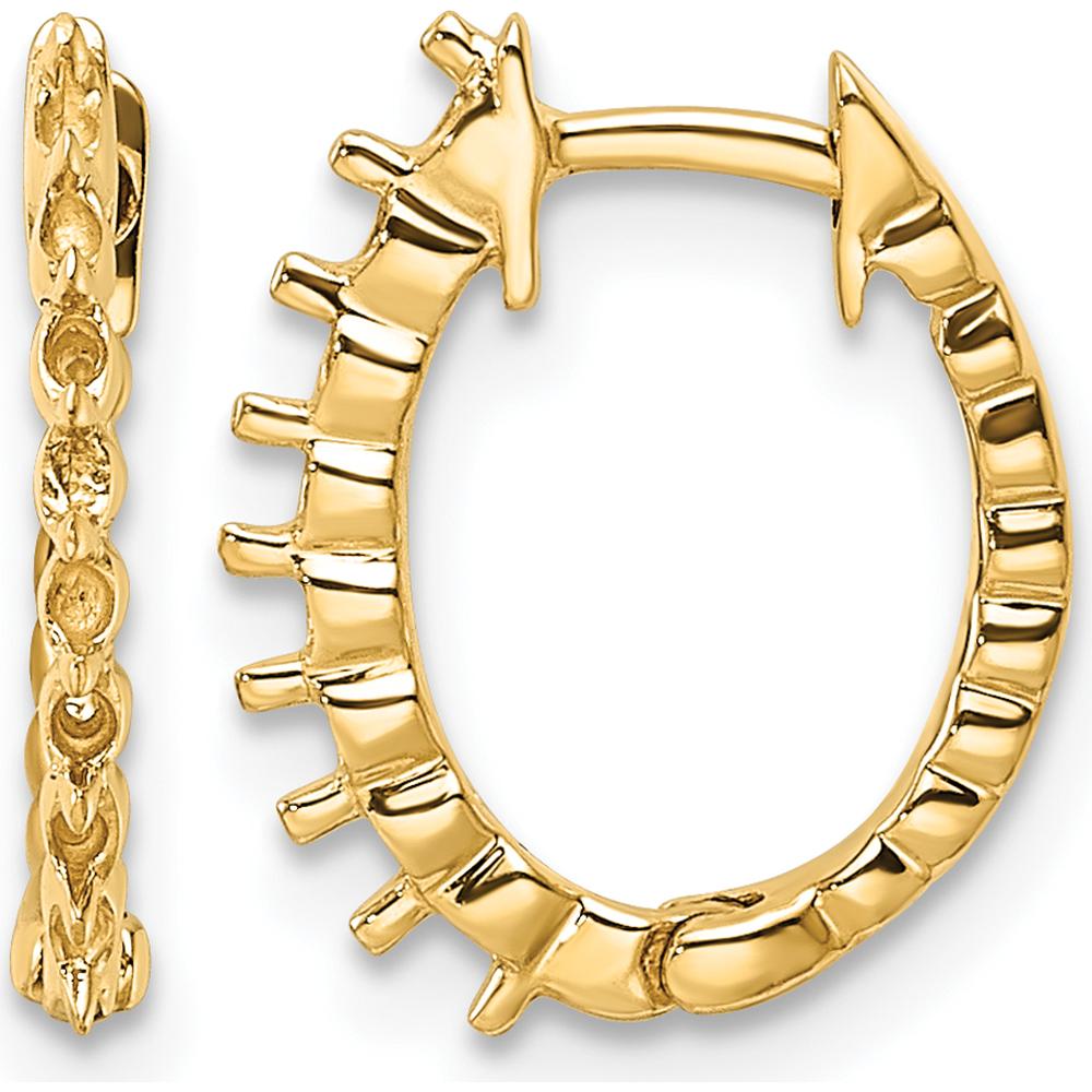14K Yellow Gold Hinged Hoop Earrings with Round Diamond Settings - Mounting Only by Monteluci Fine Jewelry