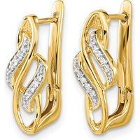 14K Yellow Gold Hinged Hoop Earrings with Round Diamonds - 0.007 Carat Total Diamond Weight by Monteluci Fine Jewelry