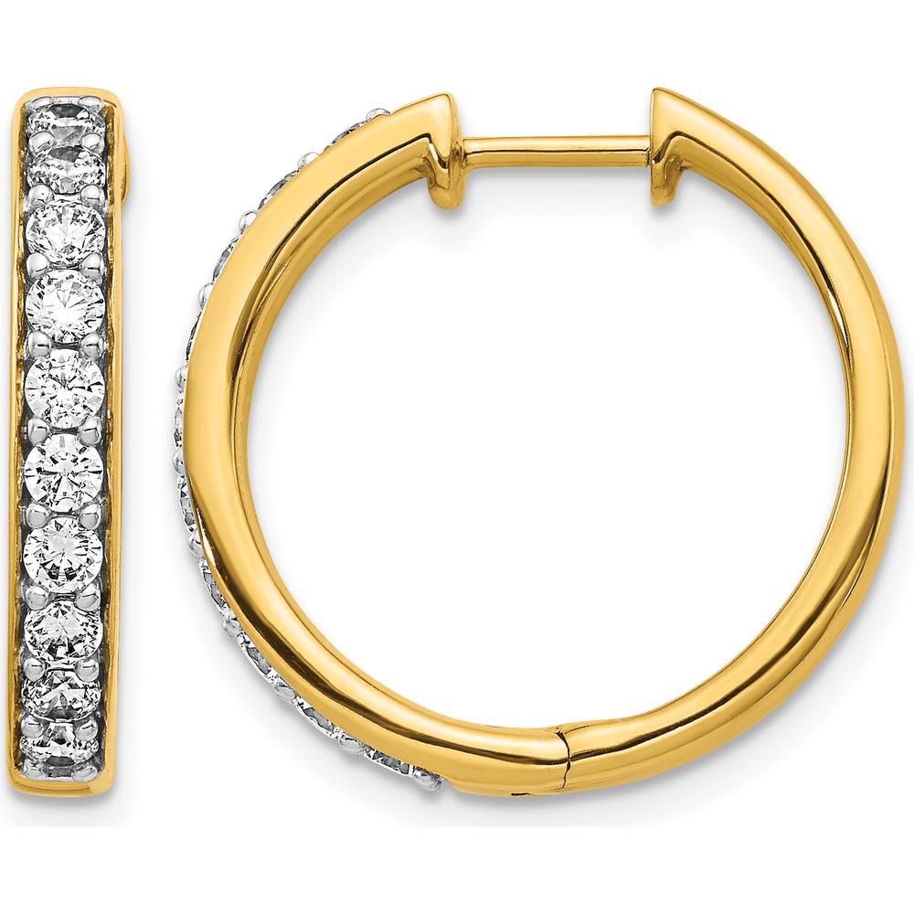 14K Yellow Gold Hinged Hoop Earrings with Round Diamonds - 0.05 Carat Total Diamond Weight by Monteluci Fine Jewelry