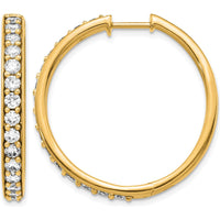 14K Yellow Gold Hinged Hoop Earrings with Round Diamonds - 0.065 Carat Total Diamond Weight by Monteluci Fine Jewelry