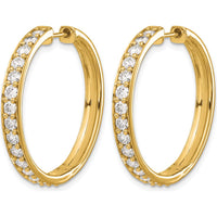 14K Yellow Gold Hinged Hoop Earrings with Round Diamonds - 0.065 Carat Total Diamond Weight by Monteluci Fine Jewelry