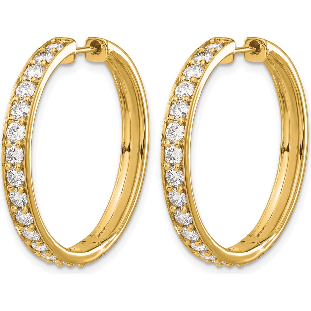 14K Yellow Gold Hinged Hoop Earrings with Round Diamonds - 0.065 Carat Total Diamond Weight by Monteluci Fine Jewelry