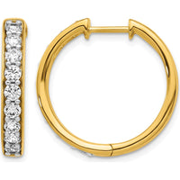 14K Yellow Gold Hinged Hoop Earrings with Round Diamonds - 0.07 Carat Total Diamond Weight by Monteluci Fine Jewelry