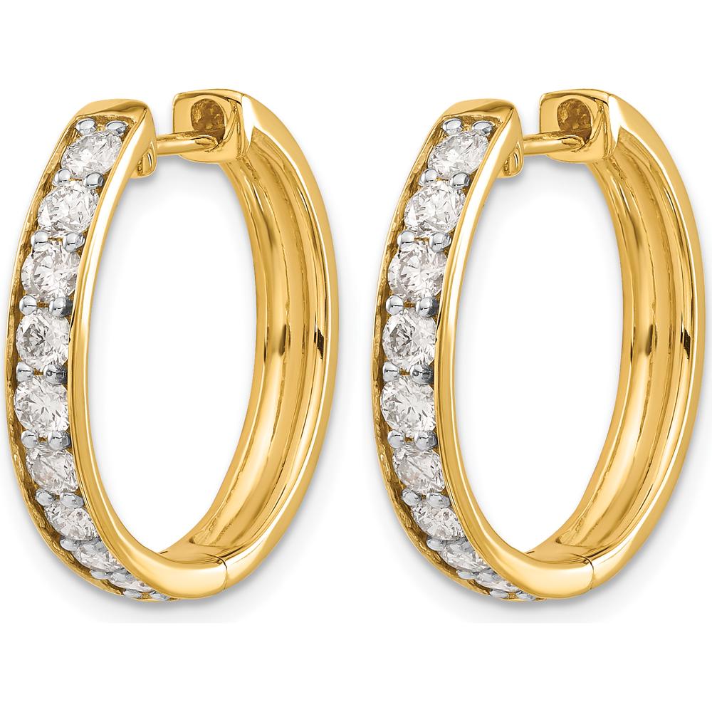 14K Yellow Gold Hinged Hoop Earrings with Round Diamonds - 0.07 Carat Total Diamond Weight by Monteluci Fine Jewelry