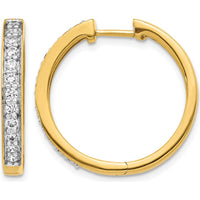 14K Yellow Gold Hinged Hoop Earrings with Round Diamonds - 0.07 Carat Total Diamond Weight by Monteluci Fine Jewelry